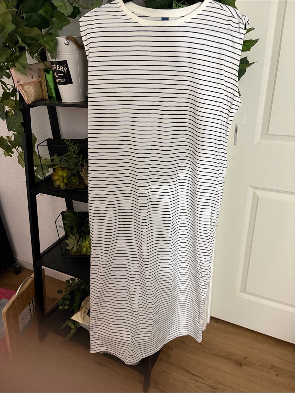 Old Navy White Maxi Skirt with Black Stripes
